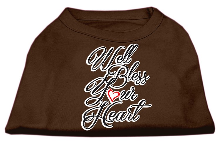 Well Bless Your Heart Screen Print Dog Shirt Brown Sm